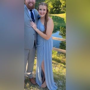 Azazie dusty blue bridesmaid dress